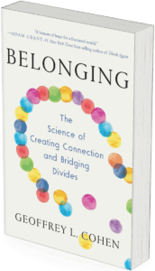Mockup of book cover; Belonging, Geoffrey L. Cohen