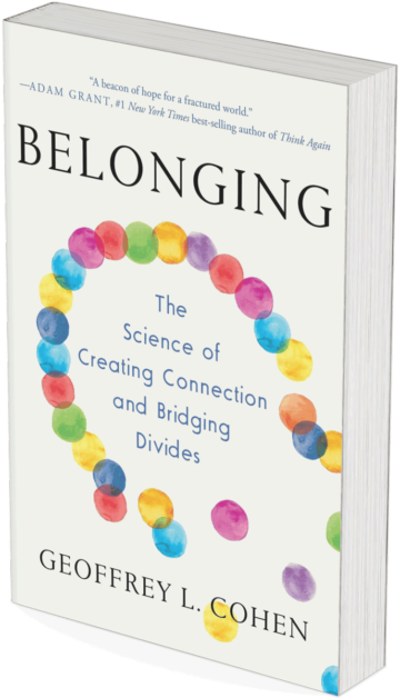 Mockup of book cover; Belonging, Geoffrey L. Cohen