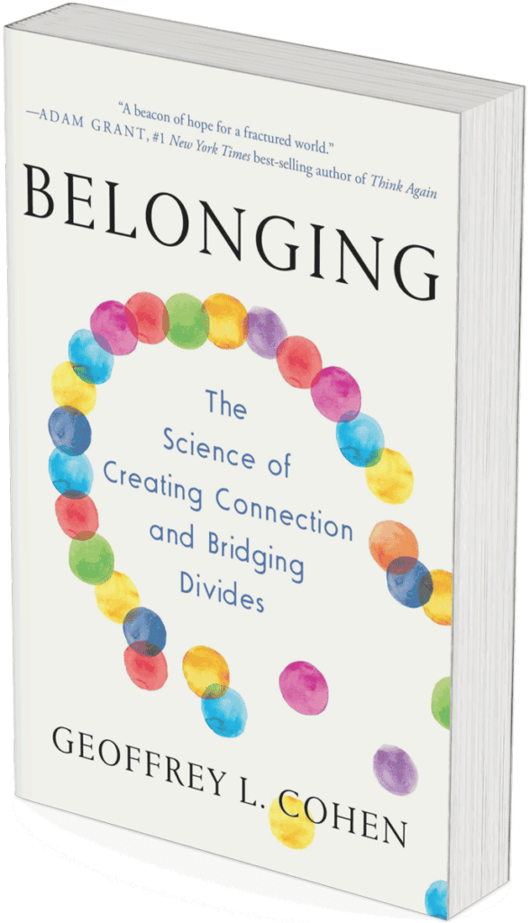 Mockup of book cover; Belonging, Geoffrey L. Cohen