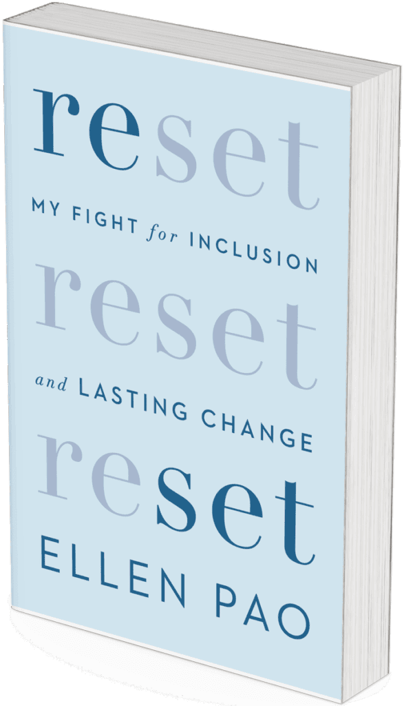mock-up of book cover of "Reset: My Fight for Inclusion and Lasting Change"