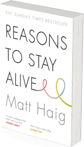 WST Book Tip; Reasons to Stay Alive; by Matt Haig; mockup of book