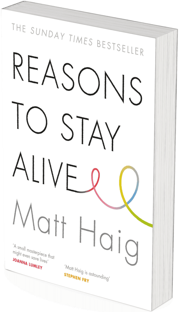 WST Book Tip; Reasons to Stay Alive; by Matt Haig; mockup of book