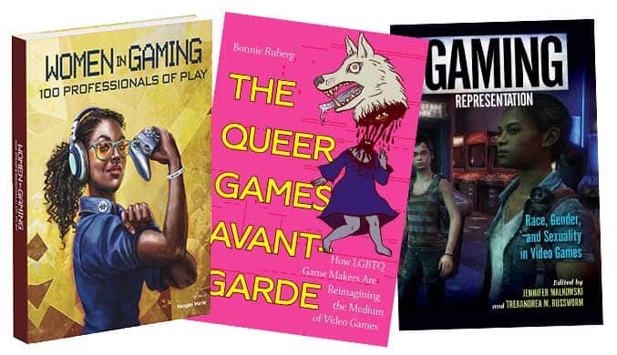 Visual for triple book tip post about three books talking about diversity in gaming