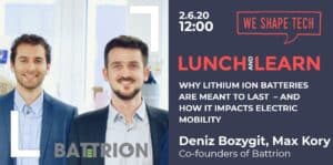 cover picture of event Lunch & Learn "How Lithium Ion Batteries Can Transform Our World" by Deniz Bozygit and Max Kory