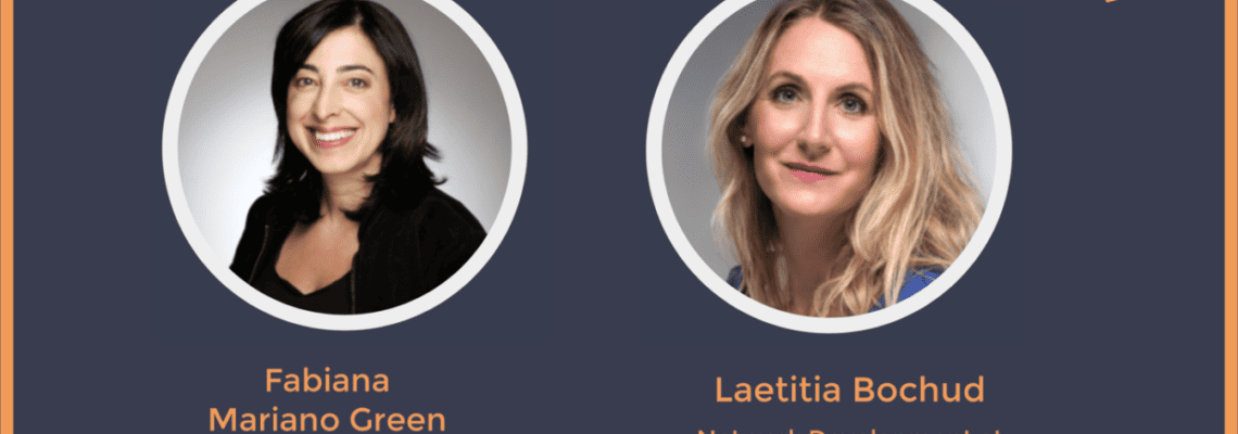 Introduction picture of brand new We Shape Tech Léman chapter, showing Fabiana Mariano Green (Co-Founder at LeadinLife) and Laetitia Bochud (Network Development at Virtual Switzerland)