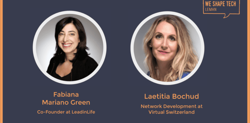 Introduction picture of brand new We Shape Tech Léman chapter, showing Fabiana Mariano Green (Co-Founder at LeadinLife) and Laetitia Bochud (Network Development at Virtual Switzerland)