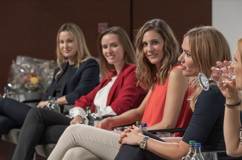 Simone Stebler, Sunny Groeneveld, Petra Ehmann, Patricia Laeri and Claudia Cordioli at a We Shape Tech event at Swiss Re